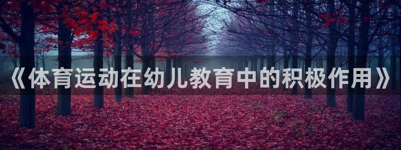 风速体育app官方下载：《体育运动在幼儿教育中的积极作用》